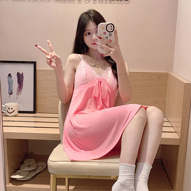Summer pull-up cotton trouser cushion sexy sling nightgown women's home clothes one-piece nightgown