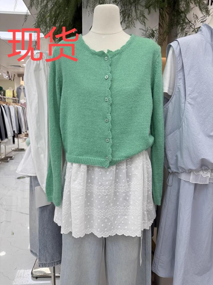 Thirteen new Korean version 2025 early spring loose lace simple commuting temperament slim and versatile knitted cardigan
