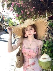 Ashy Snow Rose Fragments Spring and Summer Romantic Ambient Spliced ​​Printed Elastic Mesh Suitable Clothes Long Skirt