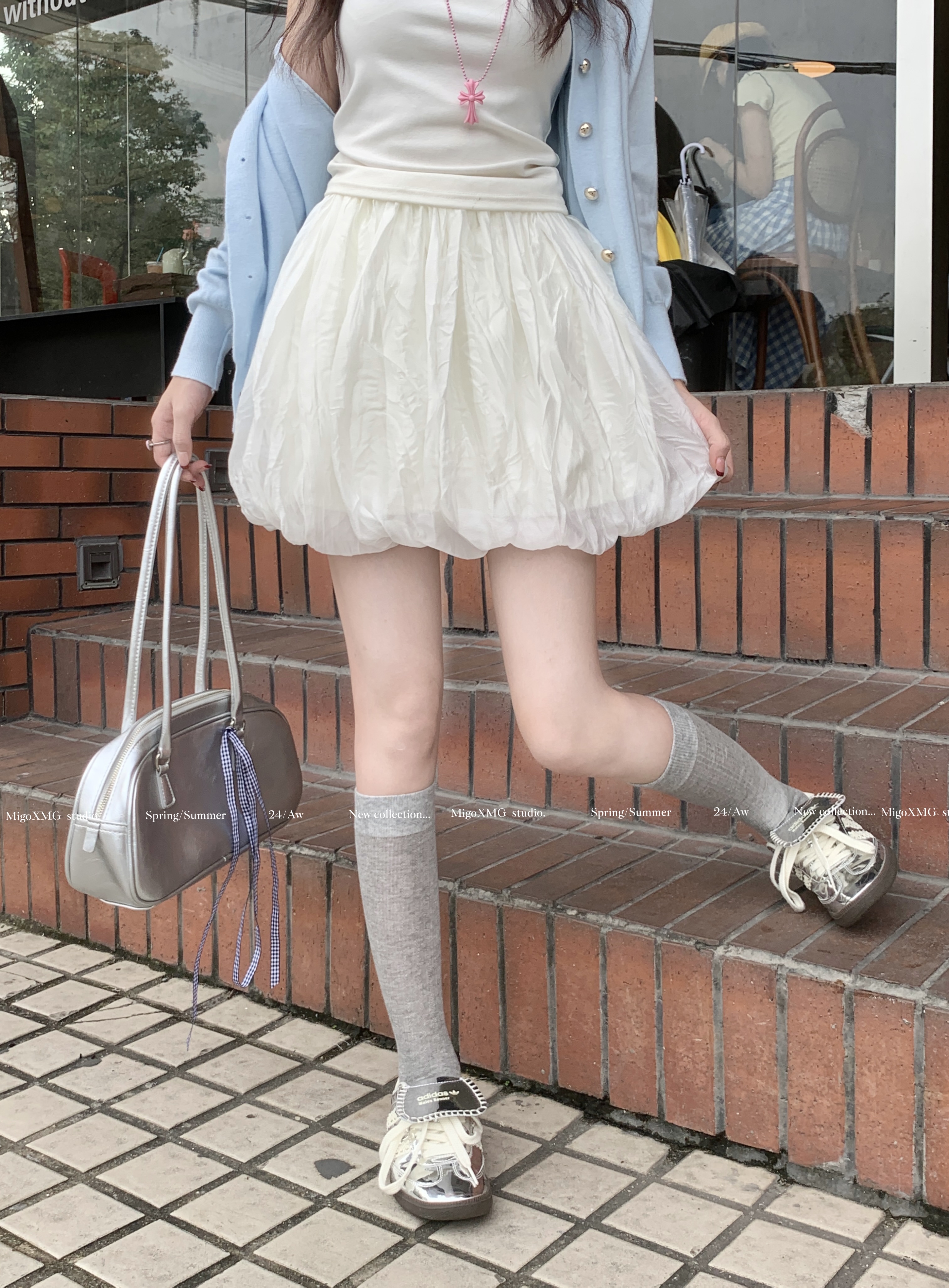 Real shot~ Hot girl design pleated flower bud skirt for women in summer low waist slim puffy A-line short skirt for women