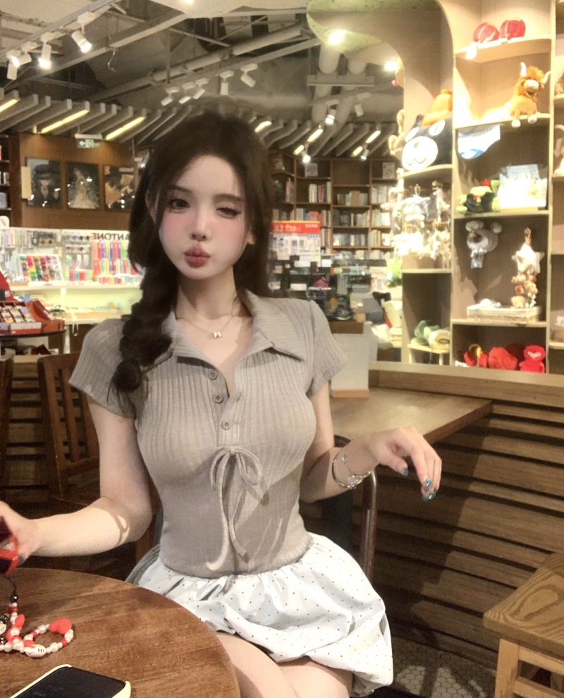 實拍 韓系純欲芭蕾風針織拼接連衣裙