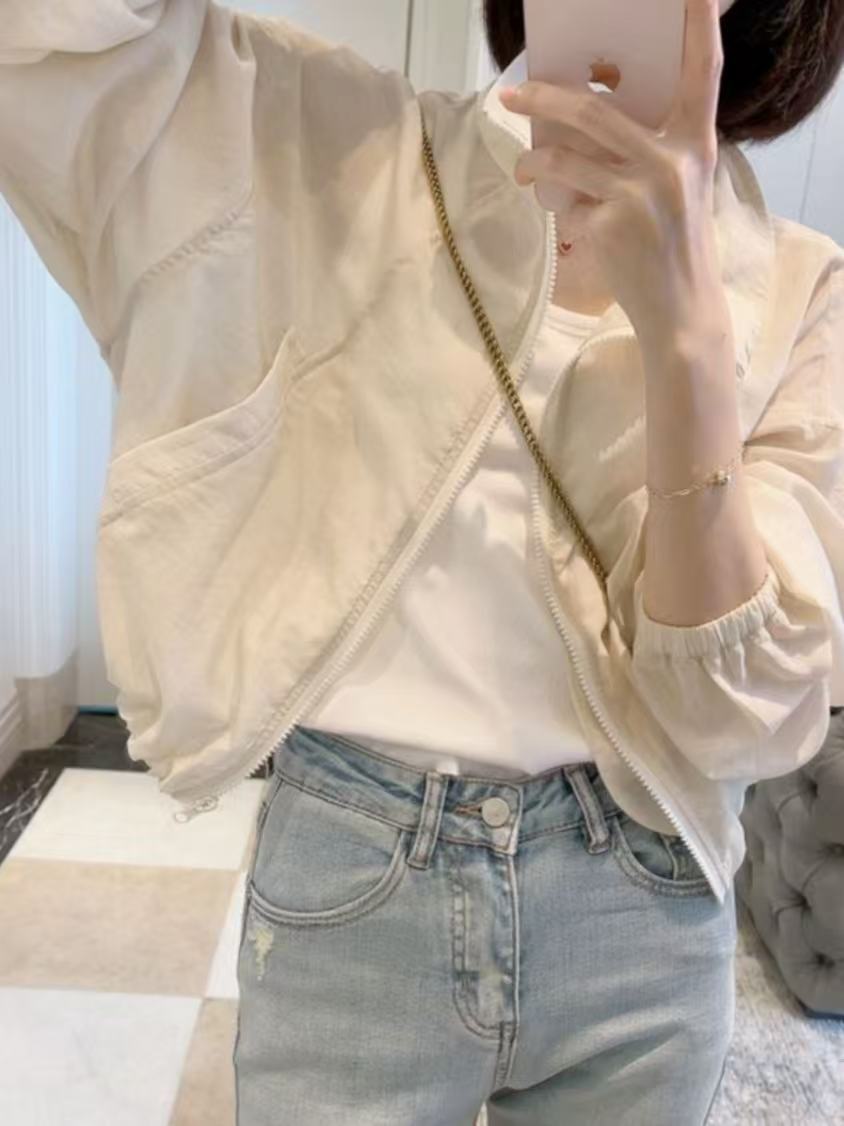 新款歐貨小眾設計感小個子白色薄款防曬衣服外套女士