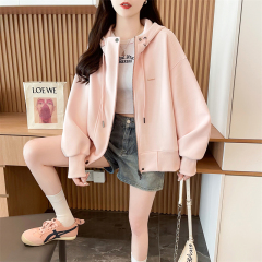 First launch real-life Chinese cotton baseball uniform 2025 new hooded top large size college style retro loose cardigan for women