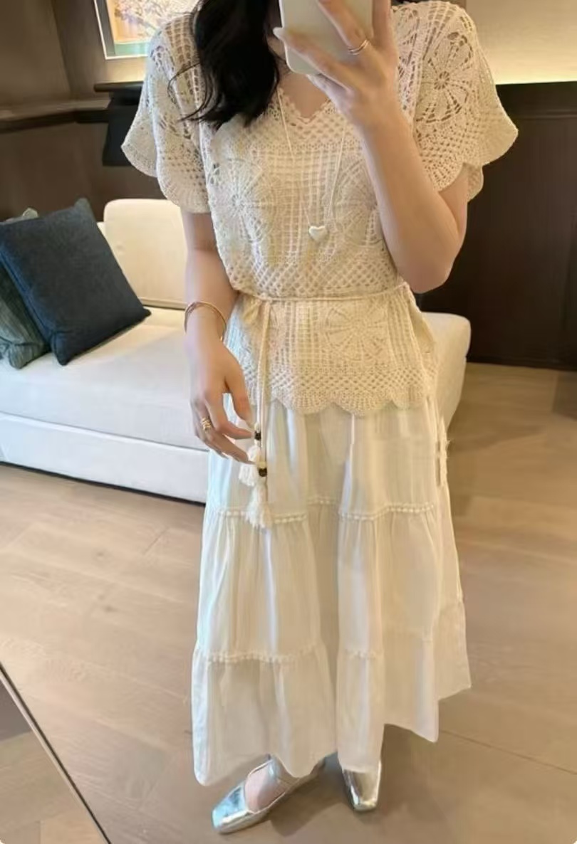 鈎花鏤空防曬罩衫女薄款2025夏季新款寬鬆洋氣小個子短款外搭上衣