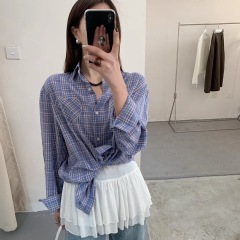 SDDCI Sexy Time Korean Dongdaemun niche love checkered shirt ins style casual design shirt