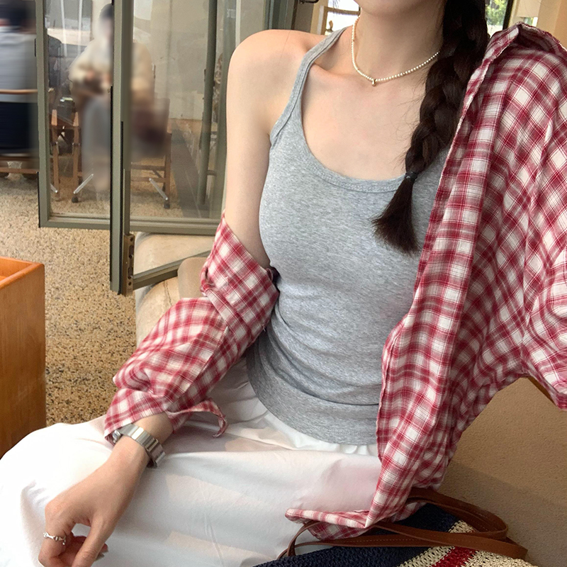 Real photos of popular pure cotton hot girl suspender vest for women 2025 summer new sexy slim fit slim inner top