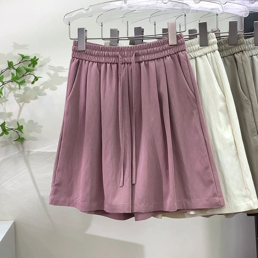 Large size 300 catties retro tile pleated wide-leg shorts for women loose slimming sports hot pants