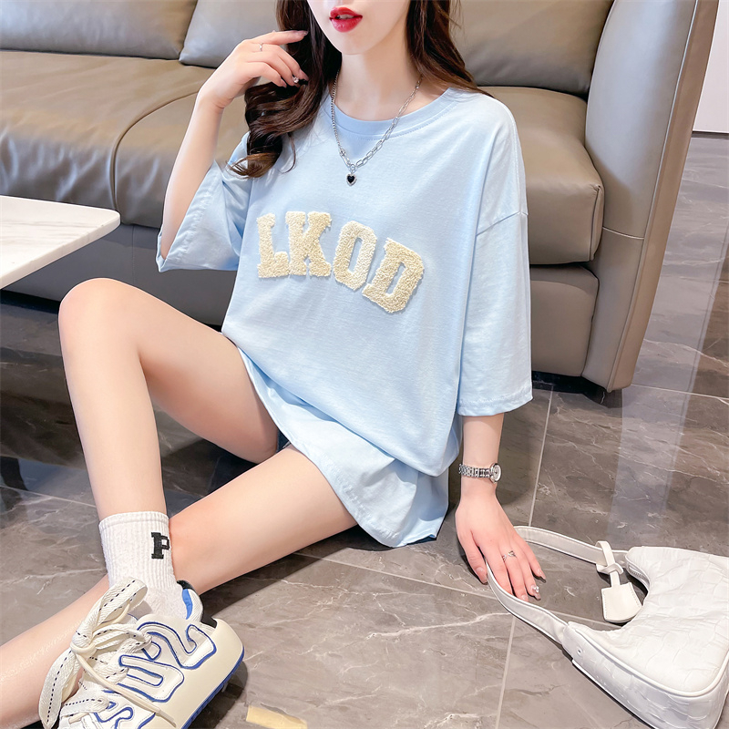 First real shot of 21 pure cotton summer new design niche short-sleeved T-shirt for women's fashionable age-reducing tops
