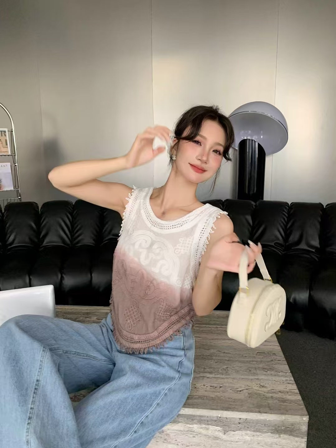 設計感小眾流蘇鈎花針織背心女夏款別致獨特無袖小上衣波西米亞風
