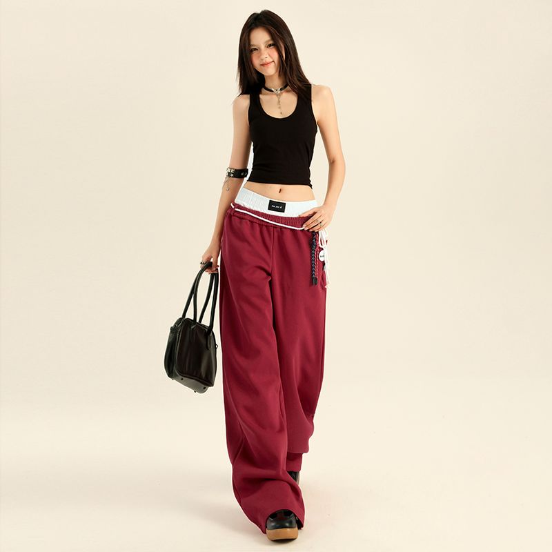 Real shot of 2025 spring retro jazz hip-hop sports pants for men and women straight American street dance pants
