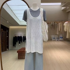 早春多色鏤空寬鬆罩衫背心女2025新款疊穿中長款吊帶連衣裙女