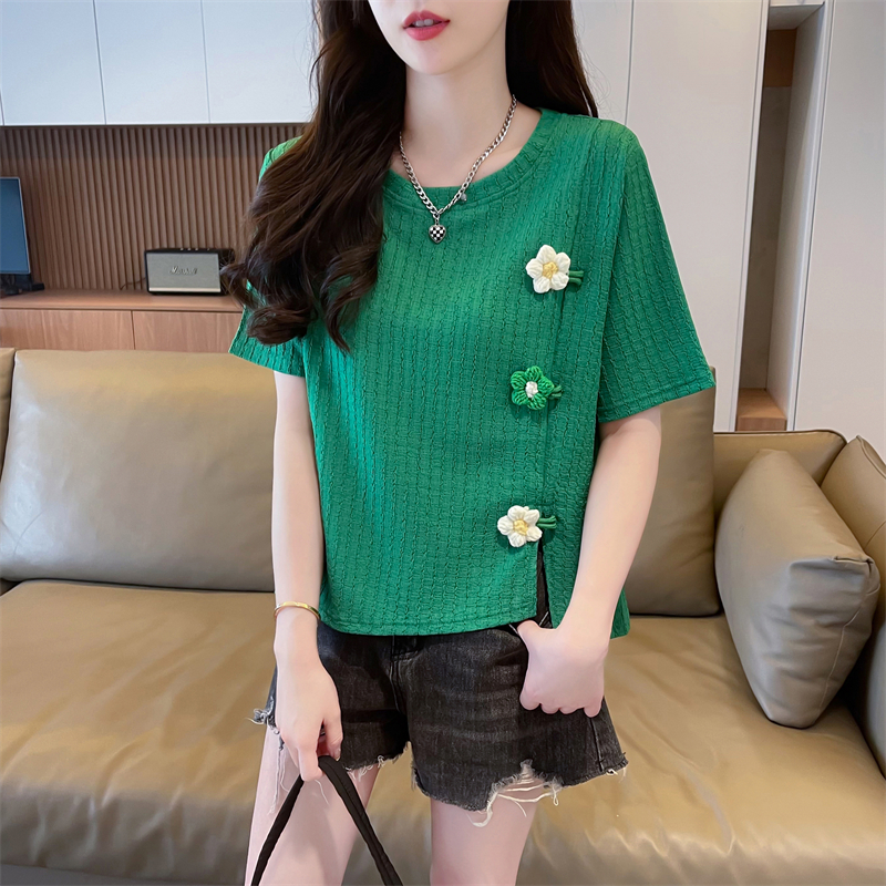 Real photos of cotton internet celebrity ins trendy super hot short-sleeved T-shirt for women in summer loose casual design niche versatile top