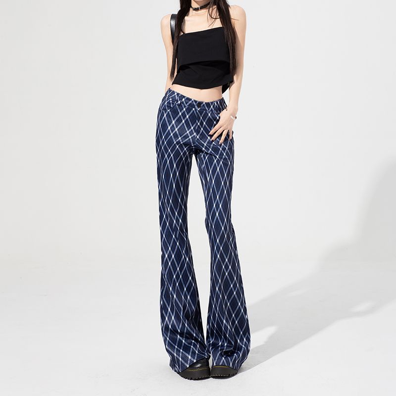 Real shot of 2025 spring Korean version of slim, loose and versatile high-waisted micro-flare pants