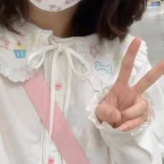 日系軟妹可愛娃娃領蕾絲花邊jk襯衫女復古內搭長袖上衣