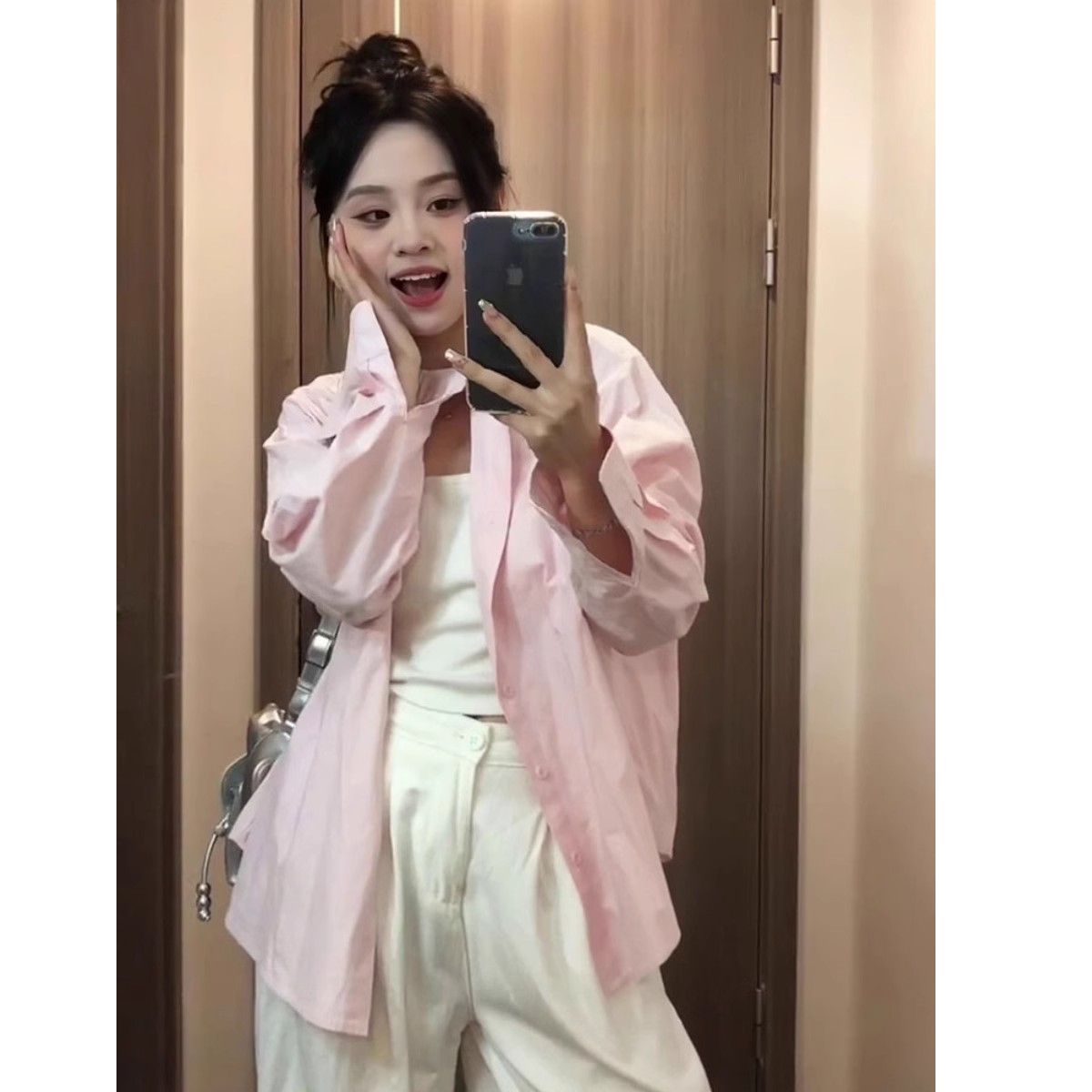 法式粉色襯衫外套女夏季2025寬鬆休閒設計感小眾薄款長袖防曬上衣