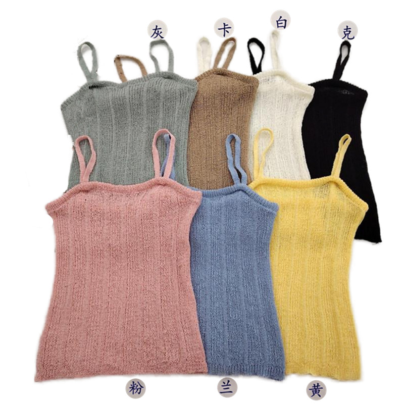 In 2025, long-sleeved knitted women's Korean fashion drawstring tank top + inner strap vest two-piece set is trendy