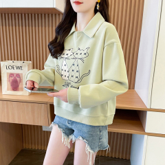 First release real-life Chinese cotton baseball uniform 2025 new tops large size college style retro loose sweatshirt for women