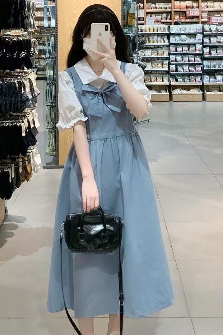 套裝女連衣裙少女學生長袖甜美減齡初戀裙子