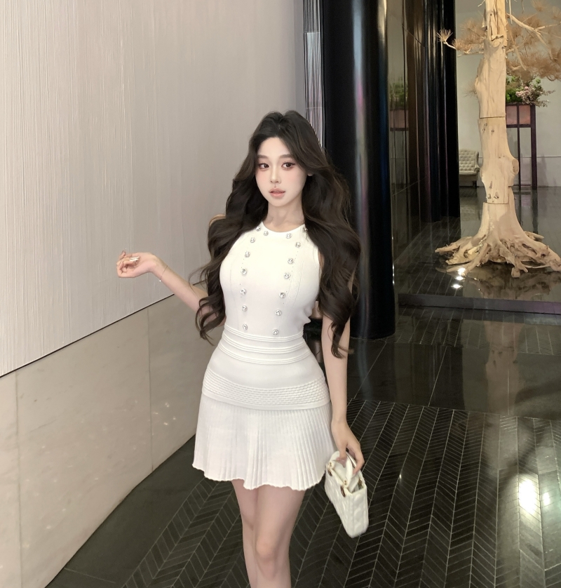 實拍 古早氛圍 修身顯瘦圓領無袖排扣設計背心上衣