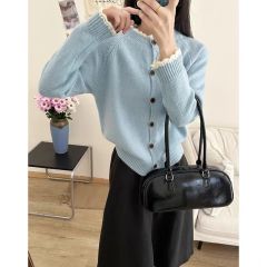 Cream blue sweater cardigan jacket for women in winter high-end soft and glutinous milk fufu inner knitted sweater