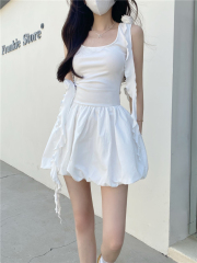 Real-life suspender waist-hugging and slim and sweet age-reducing short skirt for women 2025 spring and summer French flower bud dress