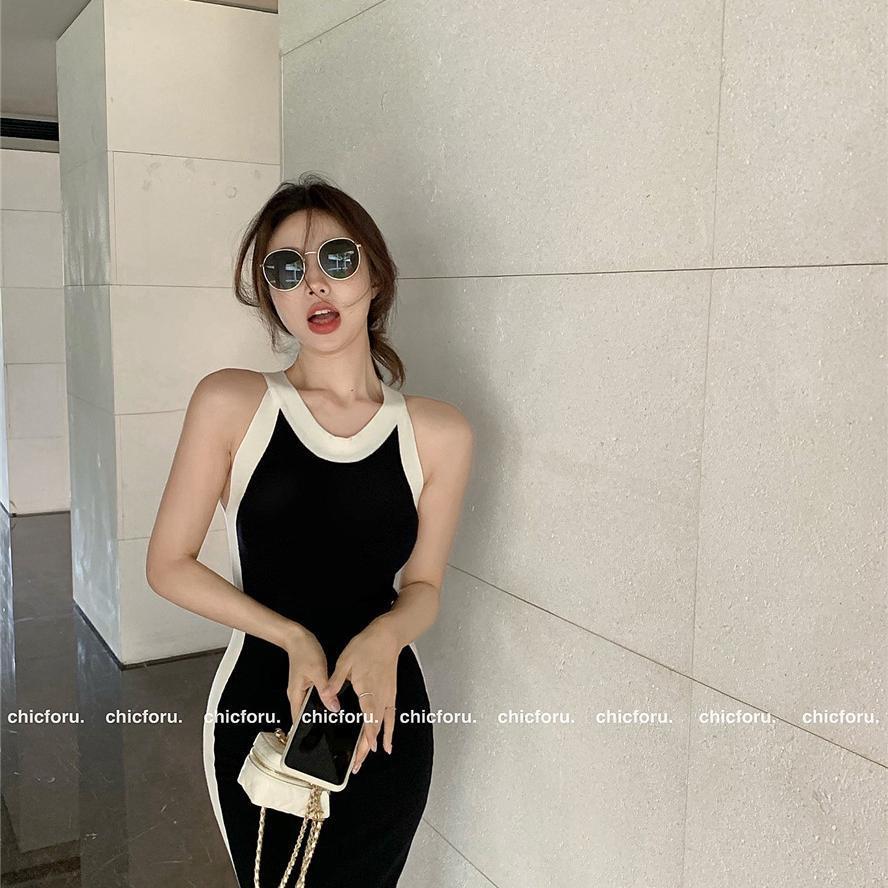 Shipped slim-fitting dress for women's summer 2025 new waist-hugging long sleeveless hip-packing skirt