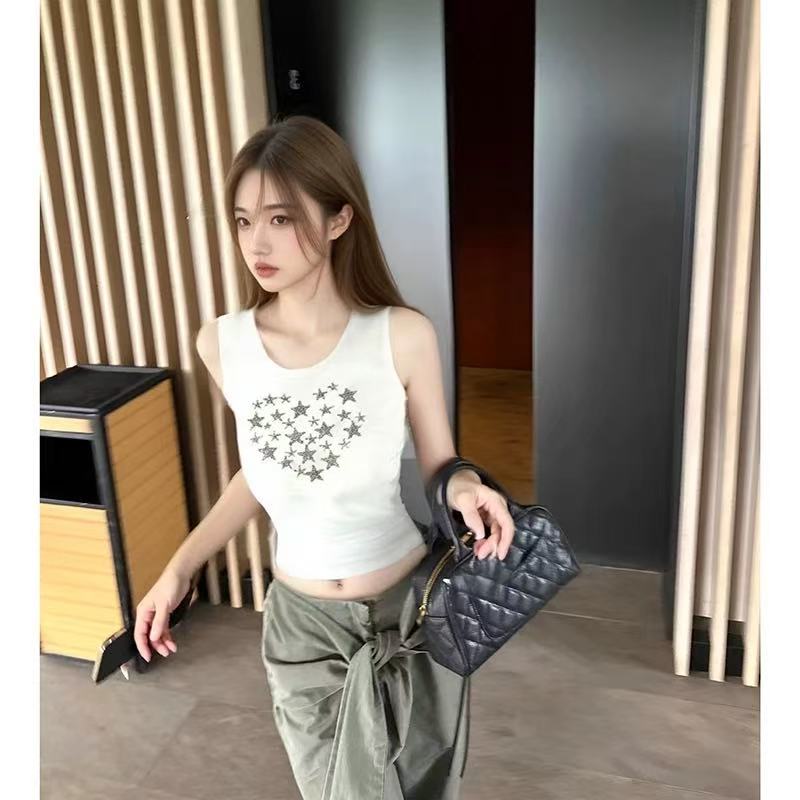 心形繁星無袖氣質辣妹短款上衣女潮