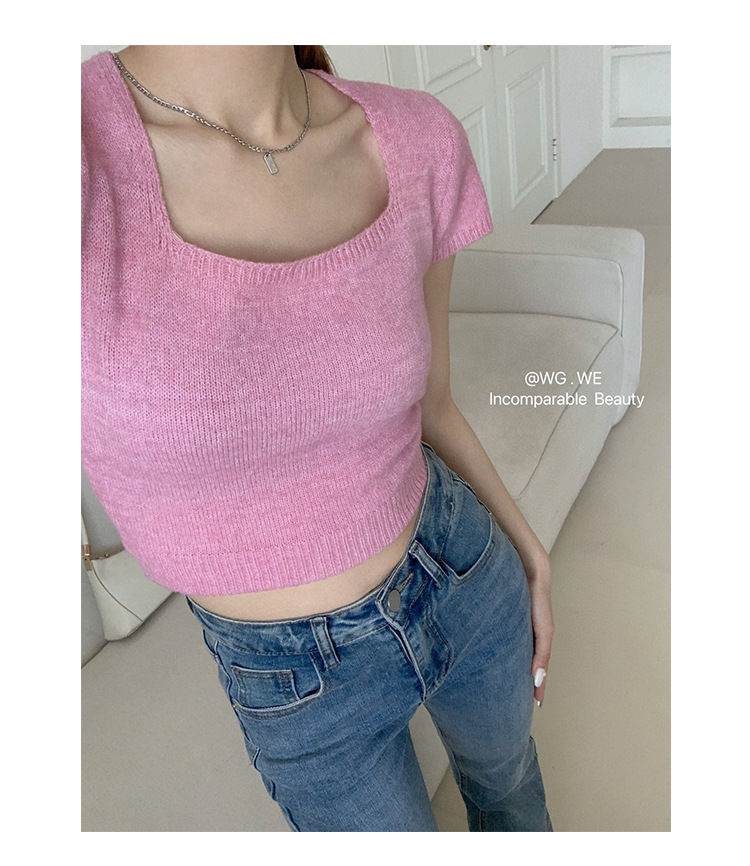 Shipped New Korean style for summer niche temperament, versatile slim fit and versatile short knit top
