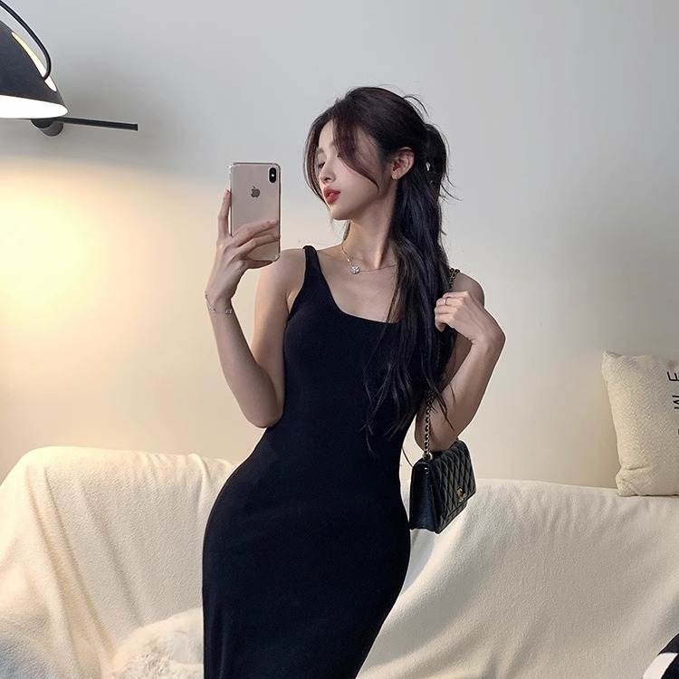 Shipped Dress for women 2025 summer new slim fit slim sleeveless bottoming mid-length suspender skirt
