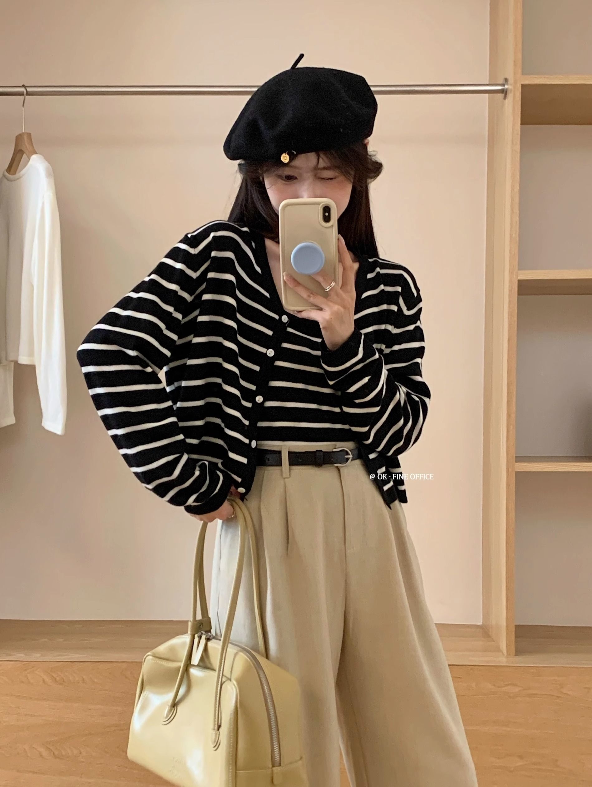 Shipped Tops Fashionable Korean-style Striped Sling Vest Women's Inner Wear + Knitted Cardigan Two-piece Set