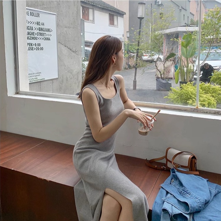 Shipped strap skirt 2025 spring and summer new slim fit slim inside and outside dress knitted strap skirt