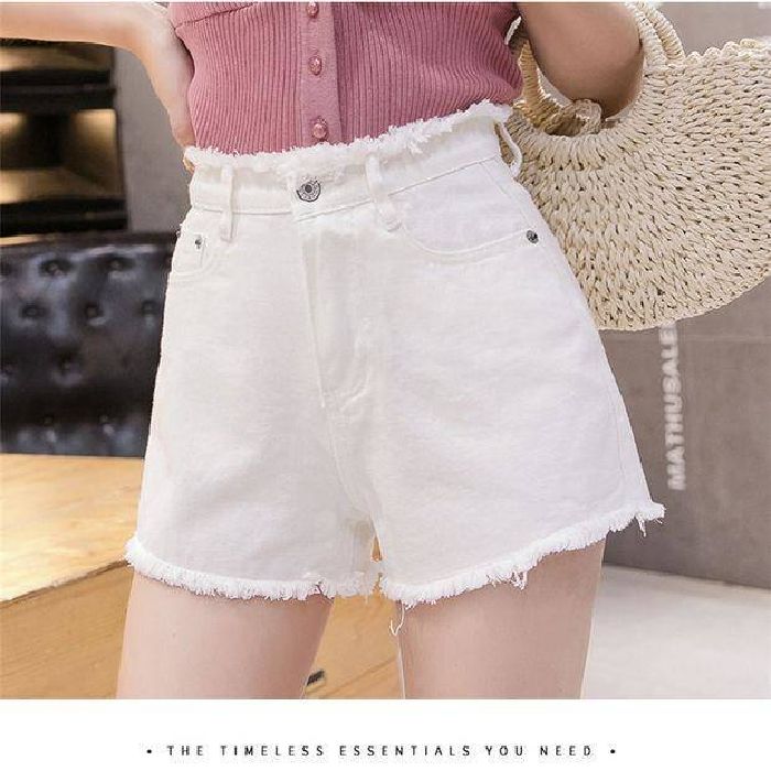 White high-waist denim shorts for women in summer 2025 new style for loose and slim and versatile student wide-leg hot pants