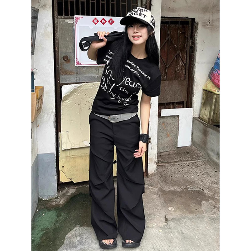 High-quality pure cotton 210g 40 pieces Odal with elastic front printed slim short-sleeved T-shirt for women