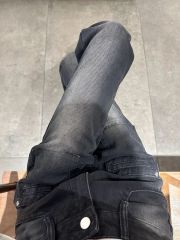 American retro jeans in spring and autumn high-waist design niche loose slim straight floor trousers trendy