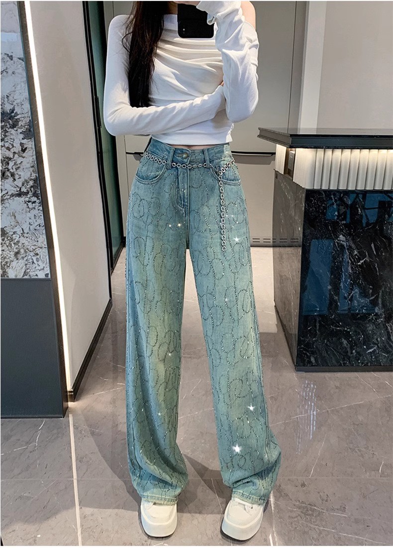 Women's Extended Pants for Women in Summer 2025 New High Waist Loose Slim European Heavy Industry Wide Leg Pants Trend