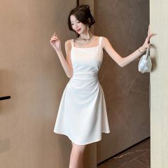 French sweet white suspender dress for women in summer new style, slimming and fashionable temperament, high-end short skirt