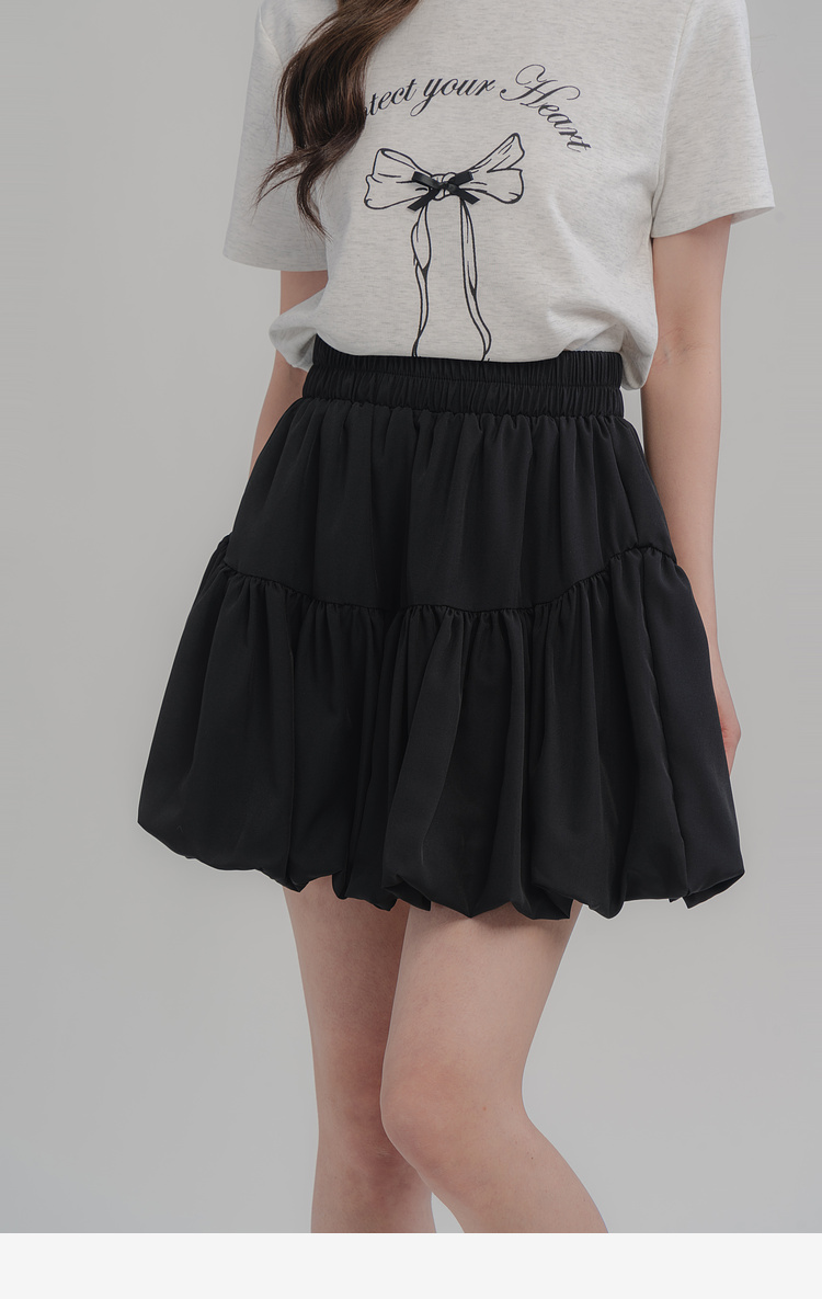 LOVEHEYNEW Sweet White Wrinkled A-line Skirt Women's High Waist Slim and Puffy Skirt Flower Brave Short Skirt Summer