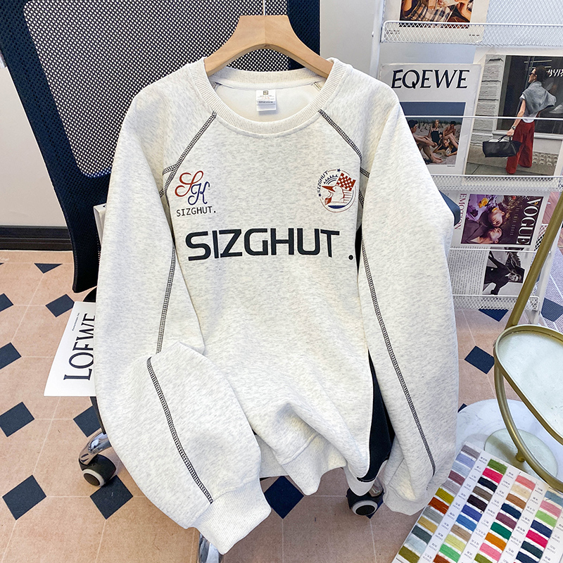 Real photo pure cotton Hua cotton composite milk silk sweatshirt for women's thin 2025 early spring new round neck long sleeve T-shirt top