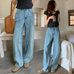 2025 spring style thirteen-row wide-leg high-end jeans for women new hot girls high waist stretch straight-leg floor trousers