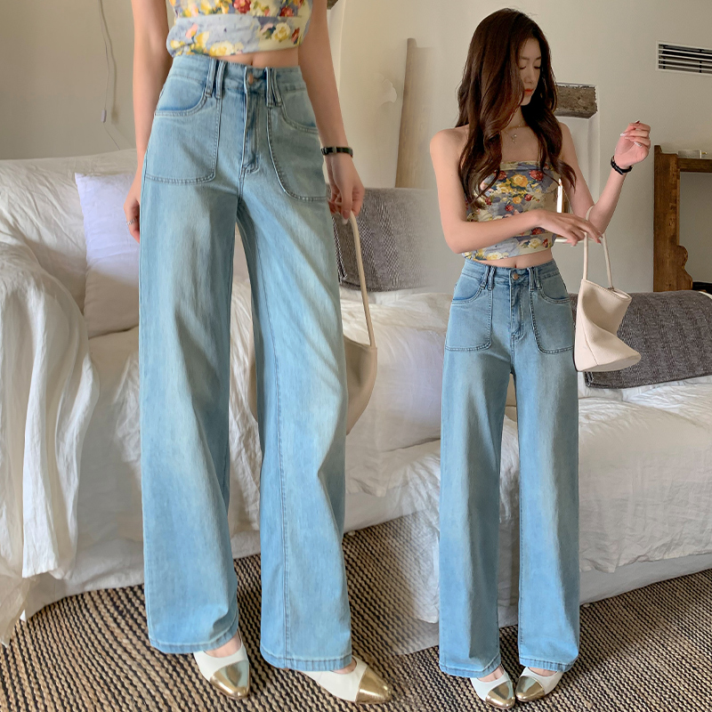 jeans for women 2025 spring and summer thin wide-leg trousers for slim long legs floor jeans for women 93257