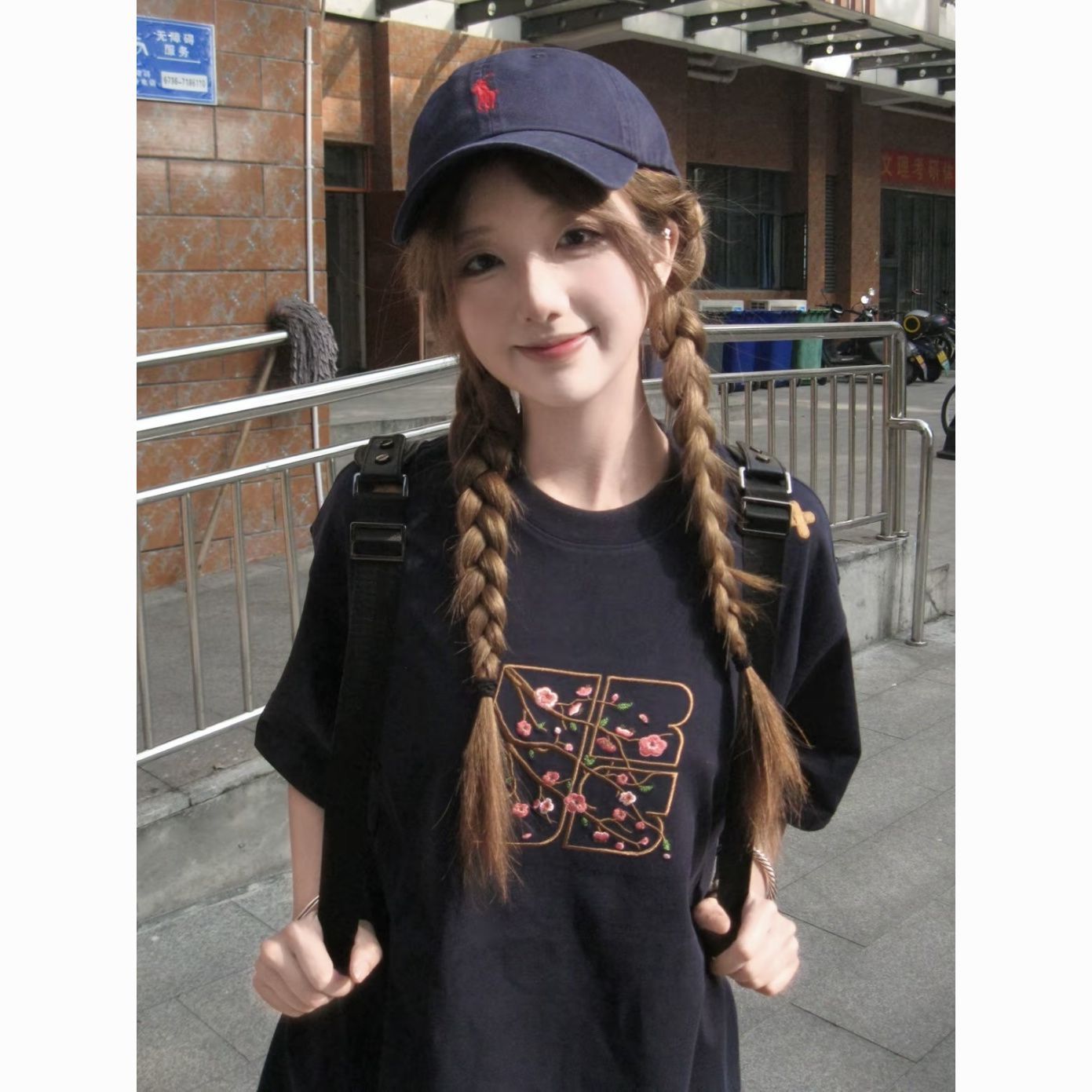 2025 summer embroidered pure cotton 220g combed tight short-sleeved T-shirt for women