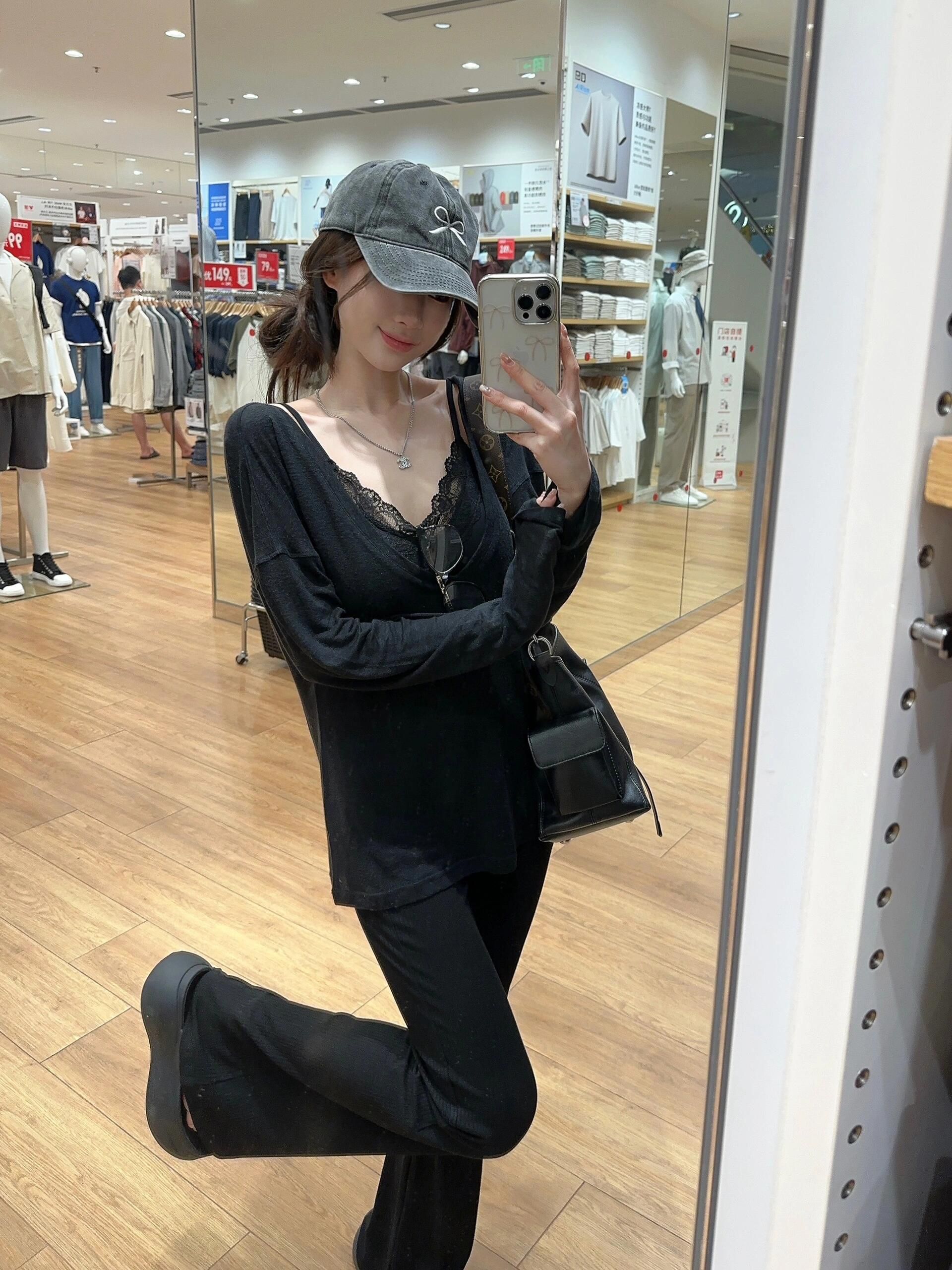 Sweet and spicy slim floor jeans with high waist drooping casual slightly flared horseshoe trousers