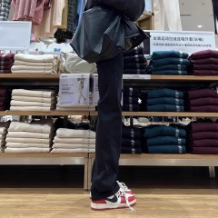 Black retro blue straight jeans for women in spring 2025 new high-waist slimming elastic cigarette pants KX