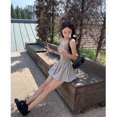 Super beautiful ballet girl flower bud skirt summer slim slim U-neck vest dress custom