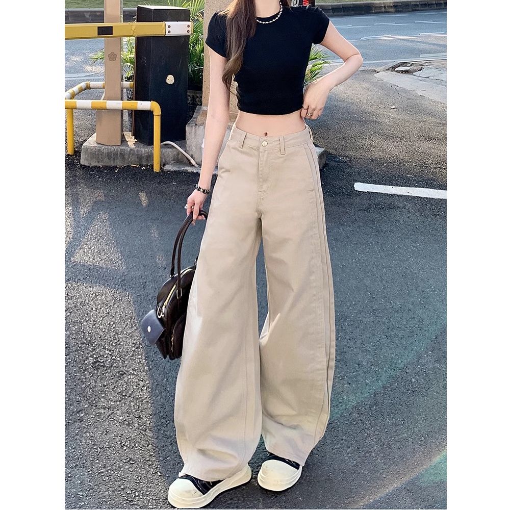 American loose wide-leg jeans for women in spring and summer 2025 new high-waist slimming design versatile casual floor pants