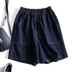 New high-waisted wide-leg denim pants loose and versatile simple medium pants women's large size women's clothing 200 catties