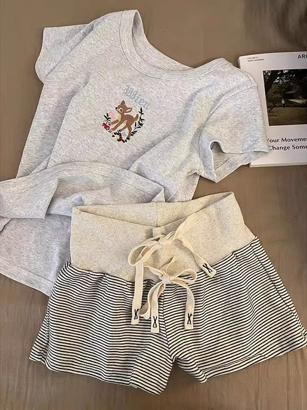 High-quality pure cotton 220g 40 pieces smooth wool 92 cotton 8 spandex slim waist pull-up short-sleeved T-shirt for women