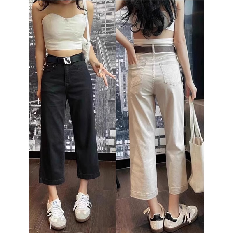 Black straight jeans for women in 2025 spring and summer new large size fat mm pear-shaped body covering flesh to make them look slimming pinch pants