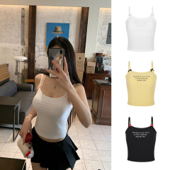 Real photo-sweet hot girl letter printed suspender vest for women in summer slim short outer top