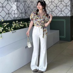 High-waisted wide-leg pants, slightly flared spring new style jeans for women, new slim and loose slim pants KX
